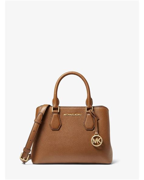 camille small leather satchel michael kors|Camille Small Logo and Leather Satchel .